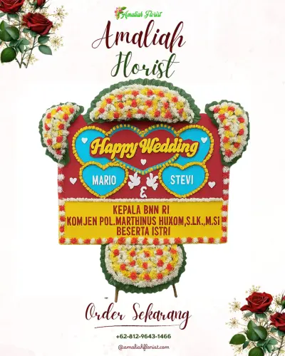Karangan Papan Bunga Pernikahan di Terunyan
